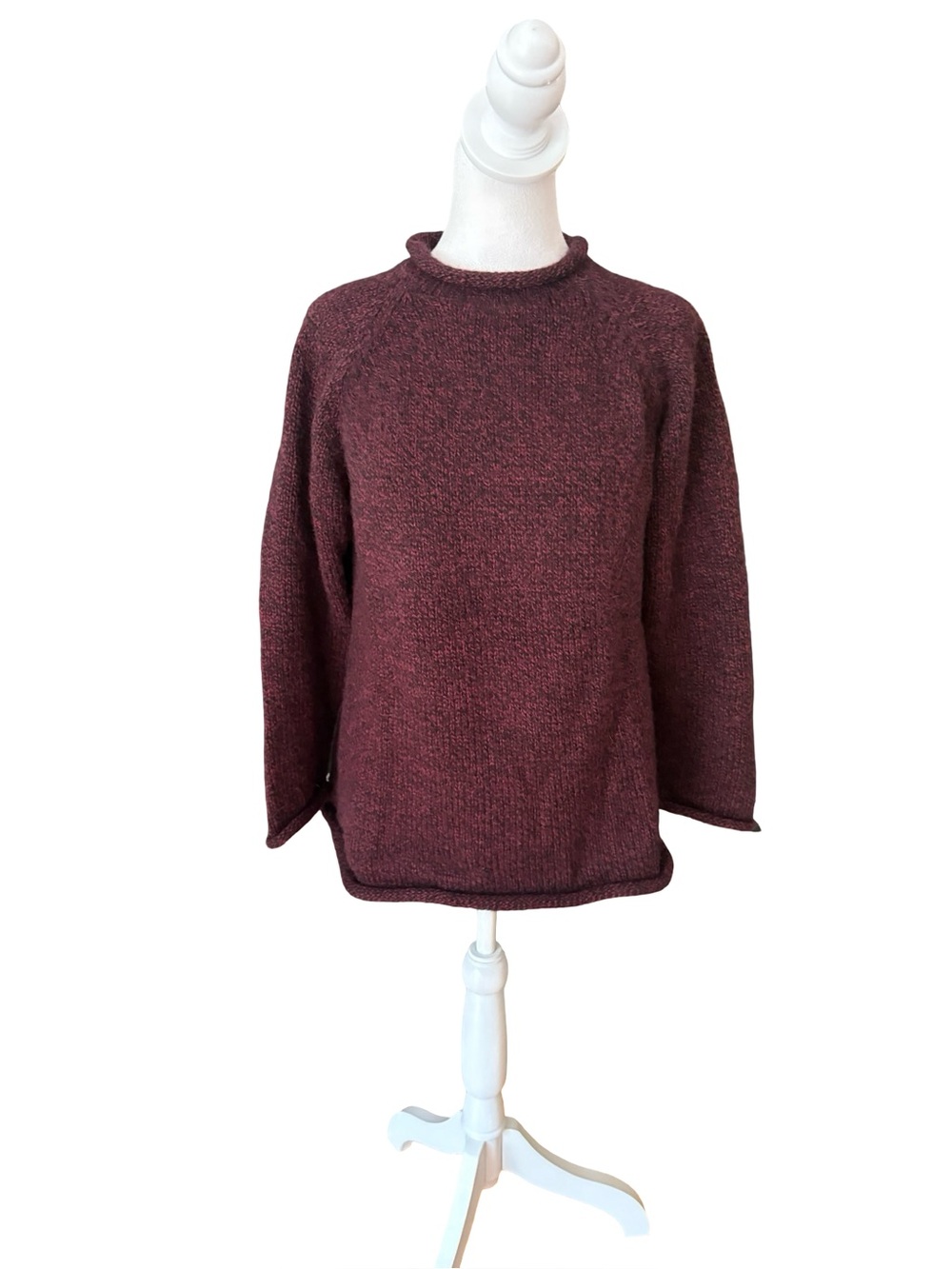American South Side Roll Neck Wool Sweater Burgundy Womens Size Medium